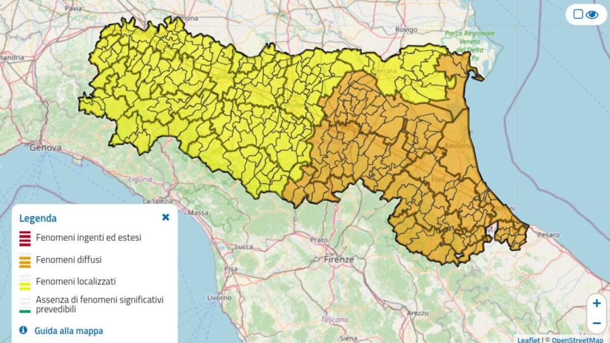 Allerta meteo della protezione civile per giovedì 3 ottobre